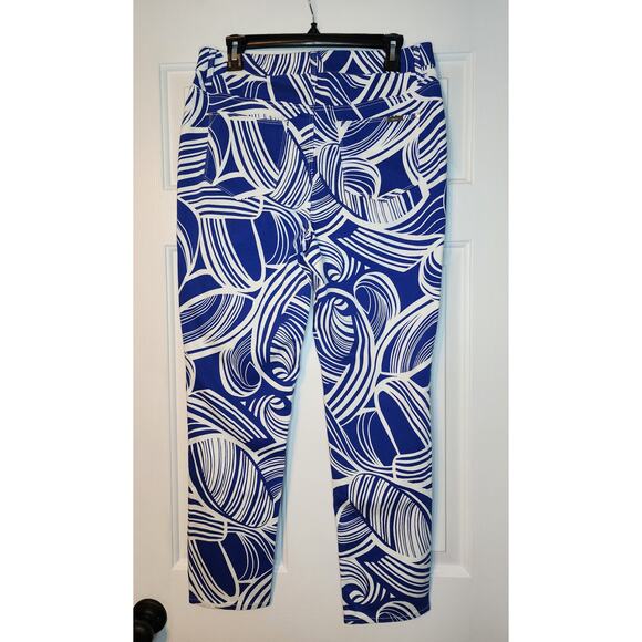 Chico's So Slimming Carbon Swirls Blue and White Pants Size 1X Ankle - Picture 2 of 5